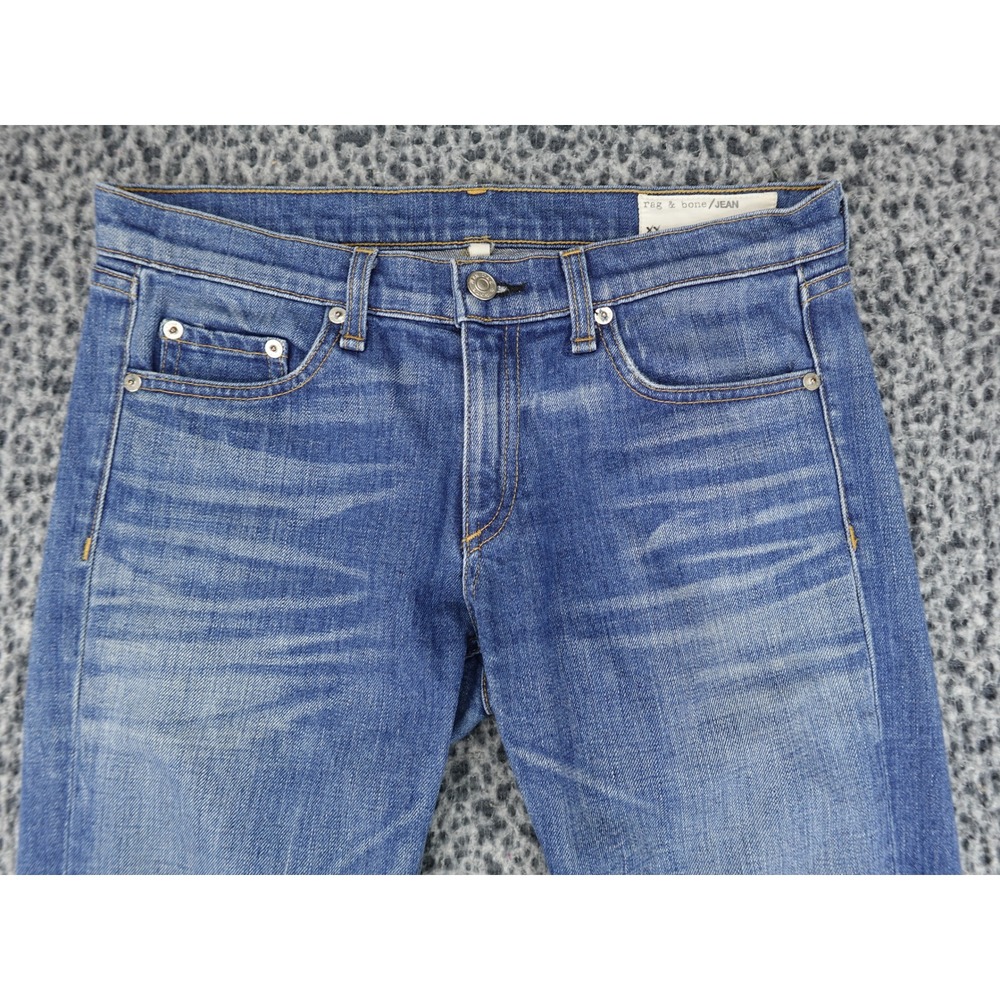 Rag & Bone Dre Slim Boyfriend Jeans Womens 27 Blue Raw Hem Distressed - Picture 2 of 14